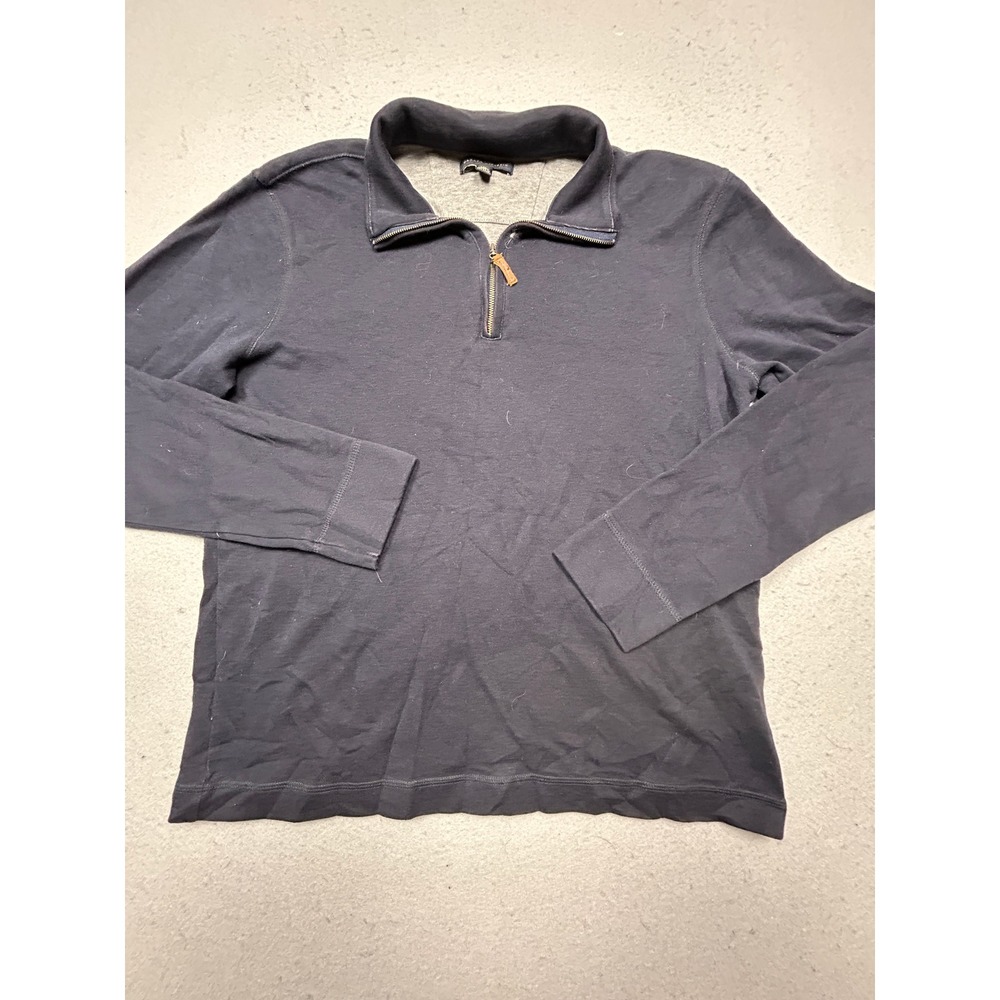 Banana Republic Quarter Zip Cotton Blend Navy Blue Medium Mens
